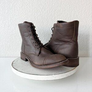 NEW Lane Mens Brown Ankle Boots Size 10 Lace-up Casual Genuine Leather Sole